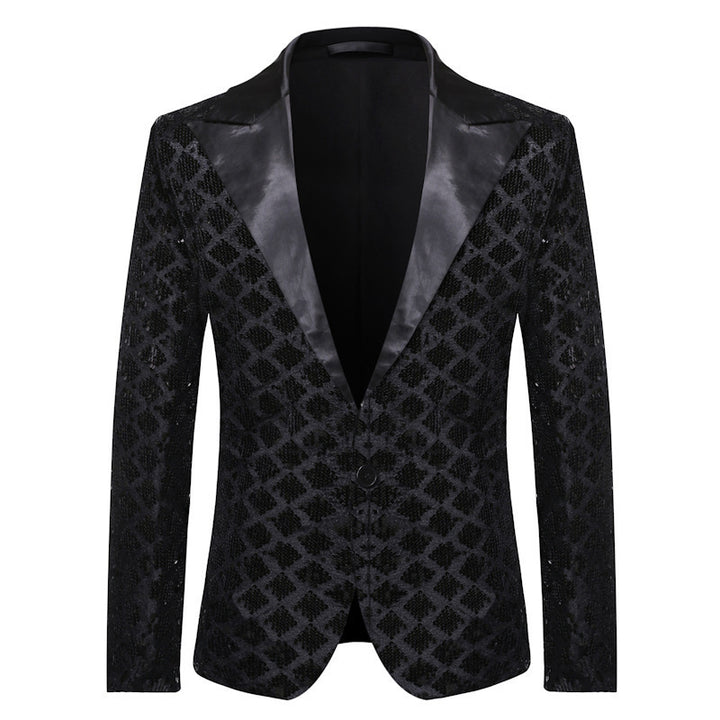 Men's elegant sequin blazer jacket with classic lapel Lisslune