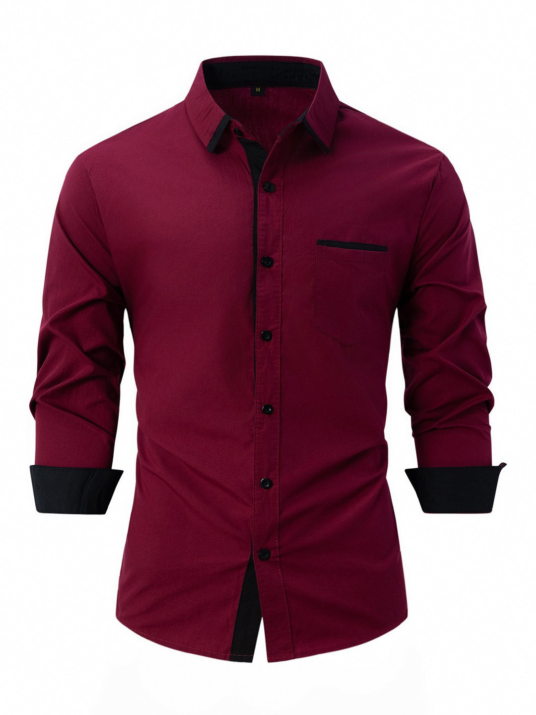 Men's long-sleeve shirt with modern contrasting collar and elegant button placket Lisslune