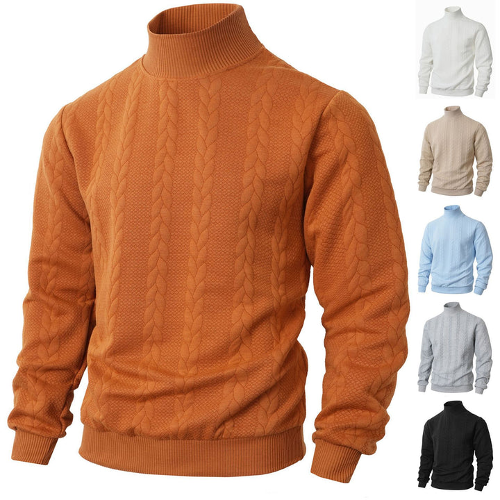 Men's chunky knit sweater with high collar Lisslune