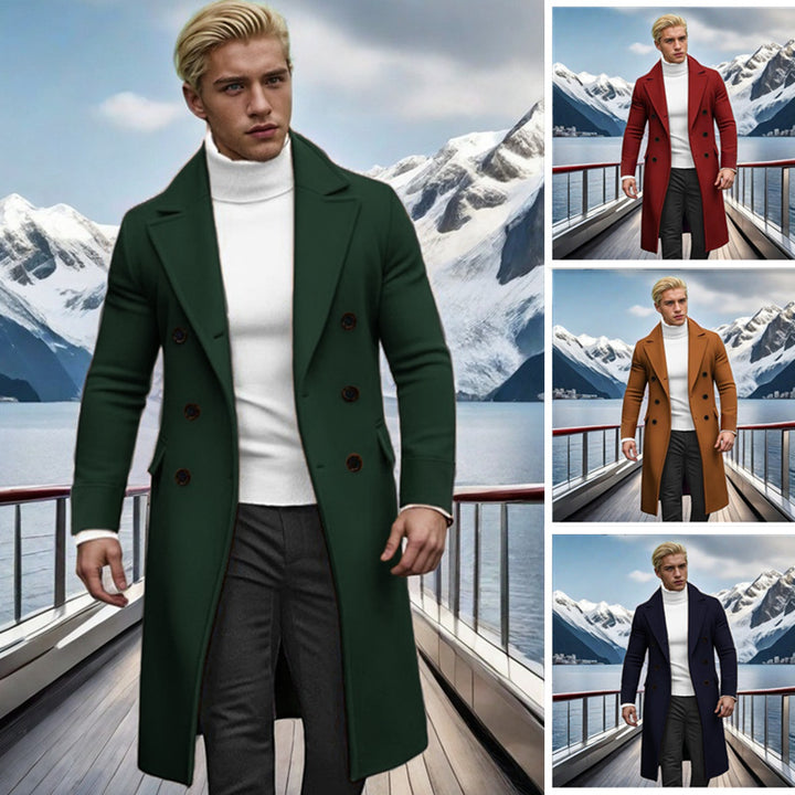 Men's elegant double-button coat with high collar Lisslune