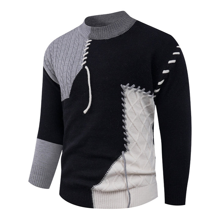 Men's fashionable knitted sweater with asymmetric cable pattern Lisslune