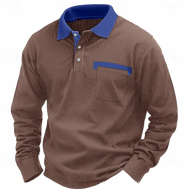Men's polo shirt with textured fabric and elegant edge Lisslune