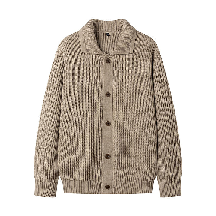 Men's Cardigan with Comfortable Button Placket and Modern Rib Design Lisslune