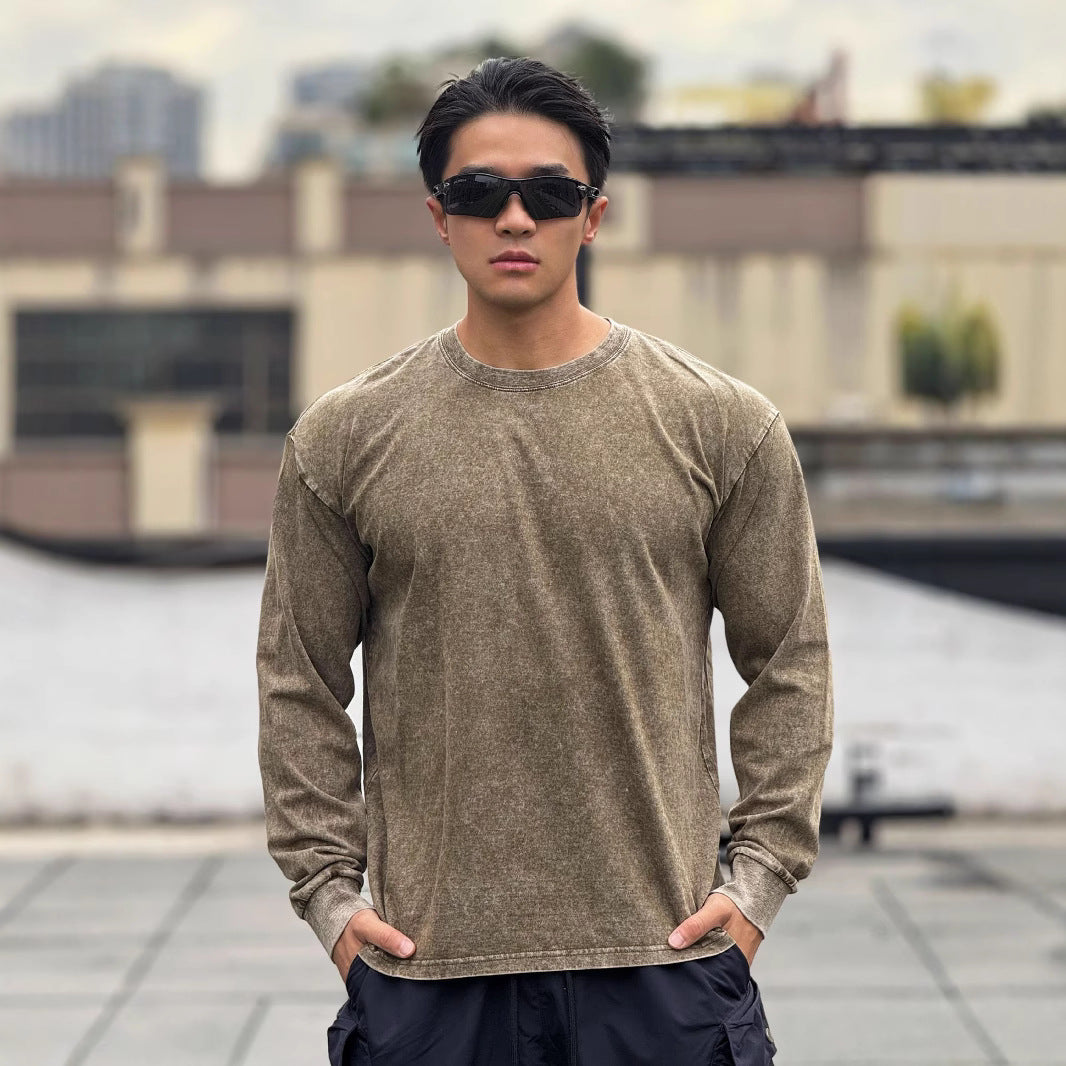 Men's long sleeve shirt made of soft cotton blend with trendy stone wash effect Lisslune