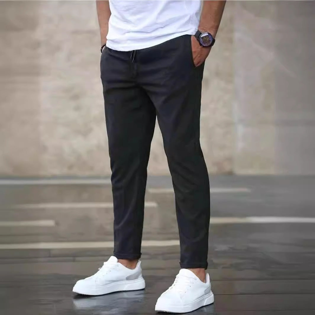 Men's Casual Chino Pants with Elastic Waistband Lisslune