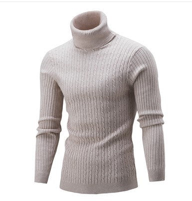 Men's stylish turtleneck sweater with cable knit pattern Lisslune