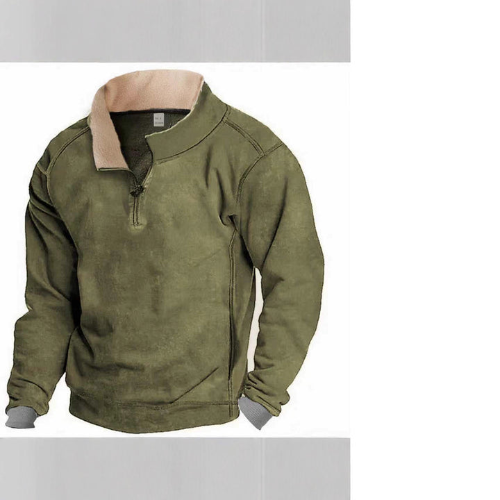 Men's fleece pullover with full zip and contrasting collar Lisslune