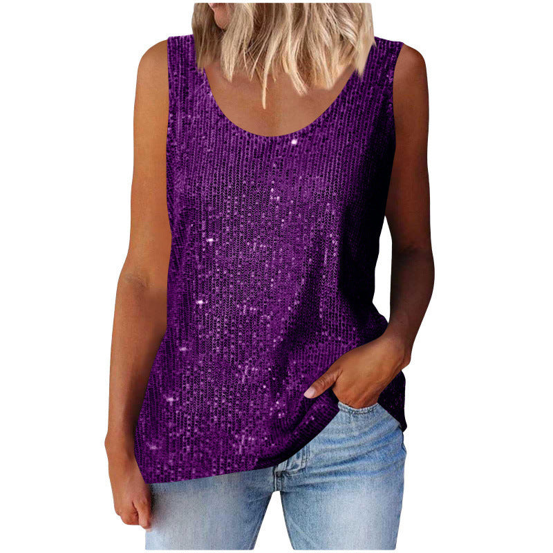 Damen glitzerndes Oberteil mit schimmerndem Stoff und figurfreundlichem Schnitt Lisslune