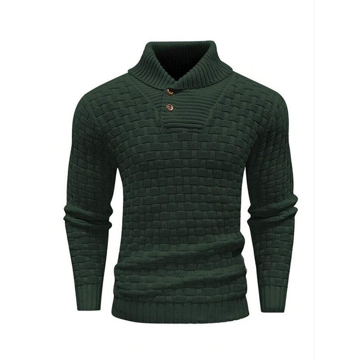 Men's knitted sweater with textured pattern and modern stand-up collar Lisslune