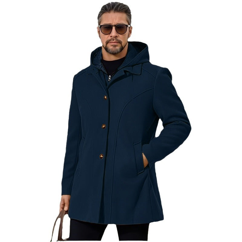 Men's elegant transitional jacket with hood and flared darts Lisslune