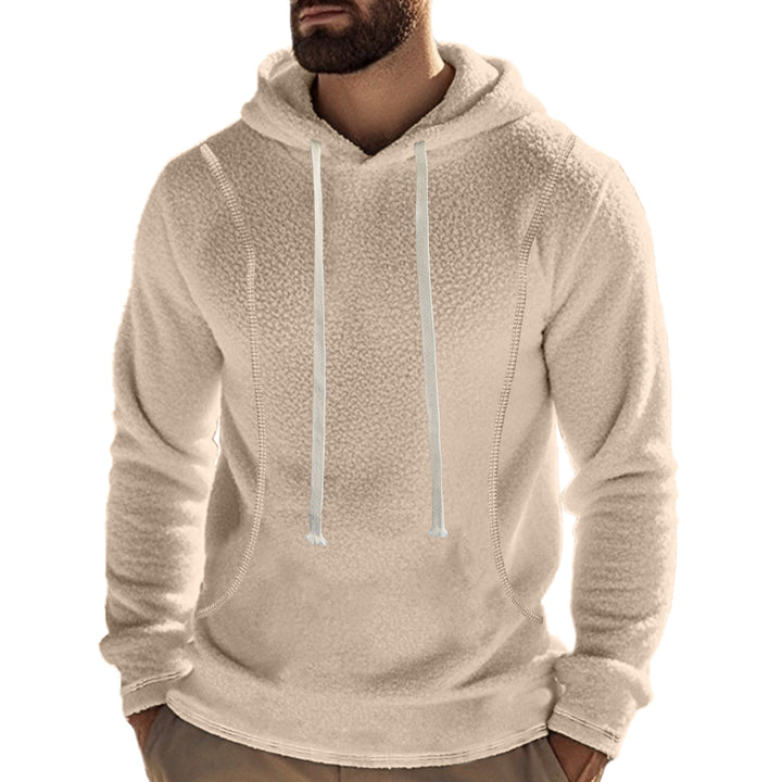 Men's Comfortable Fleece Hoodie with High Neck and Practical Kangaroo Pocket Lisslune