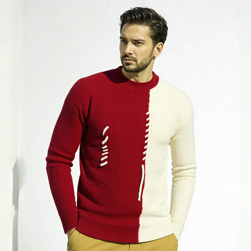 Men's knitted sweater with modern structure design and contrasting patterns Lisslune