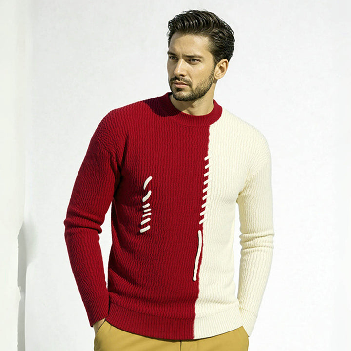 Men's knitted sweater with modern structure design and contrasting patterns Lisslune