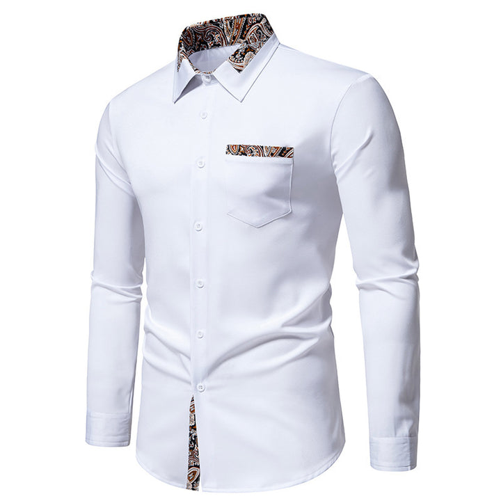 Men's long sleeve shirt with elegant paisley patterns Lisslune