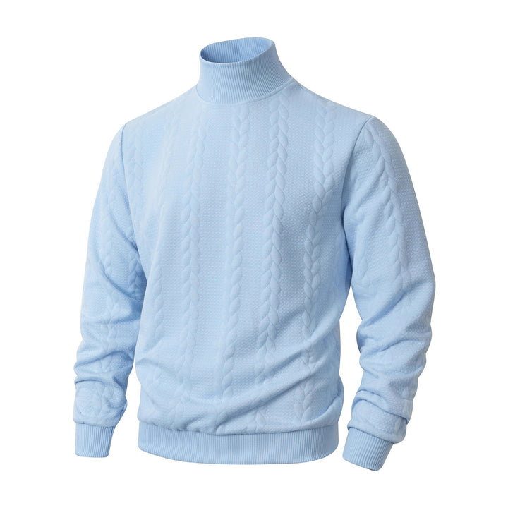 Men's knit sweater with high collar and innovative cable details Lisslune