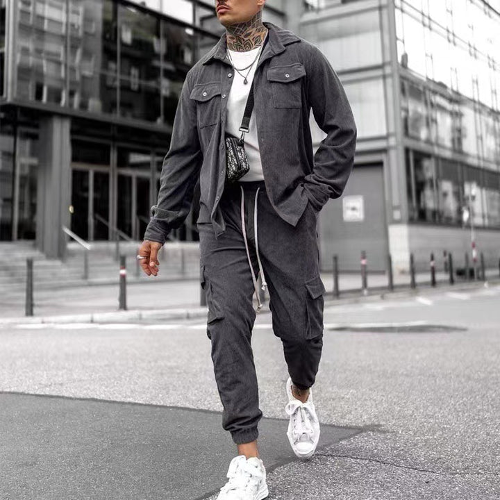 Men's stylish cargo pants with practical cut and casual jacket Lisslune