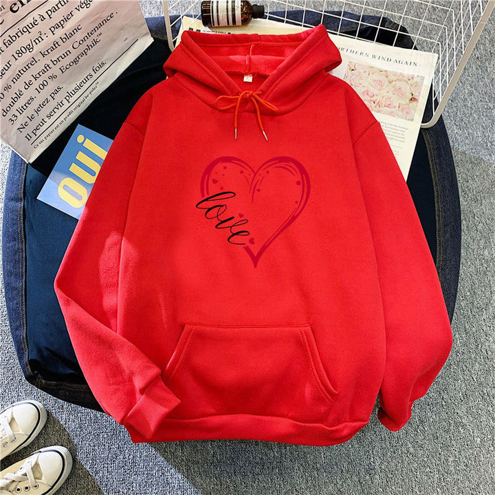Women's hoodie with creative heart print and soft inner lining Lisslune