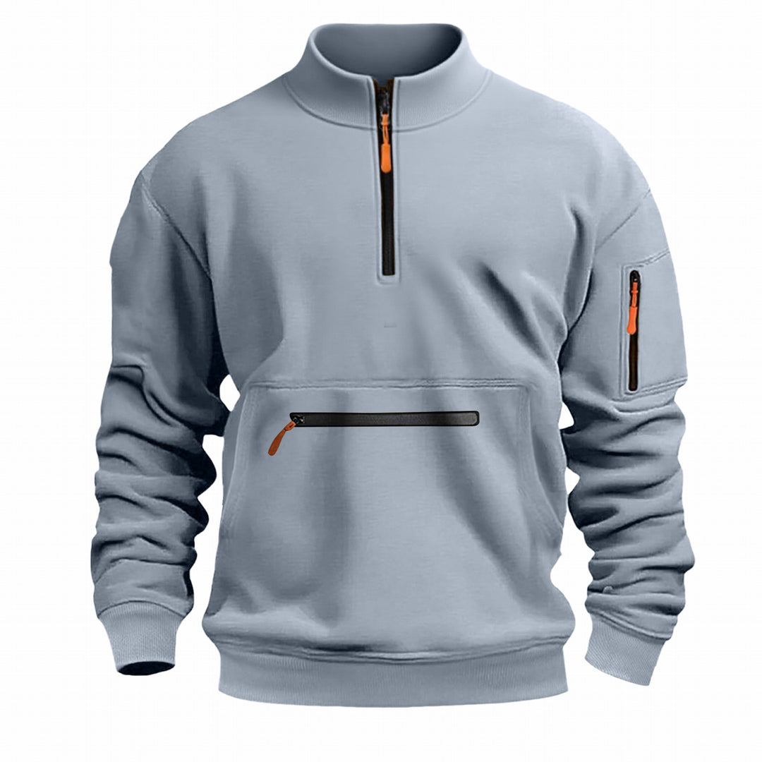 Men's functional pullover with half zip and practical pockets Lisslune