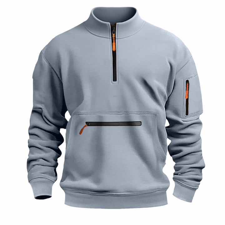Men's functional pullover with half zip and practical pockets Lisslune