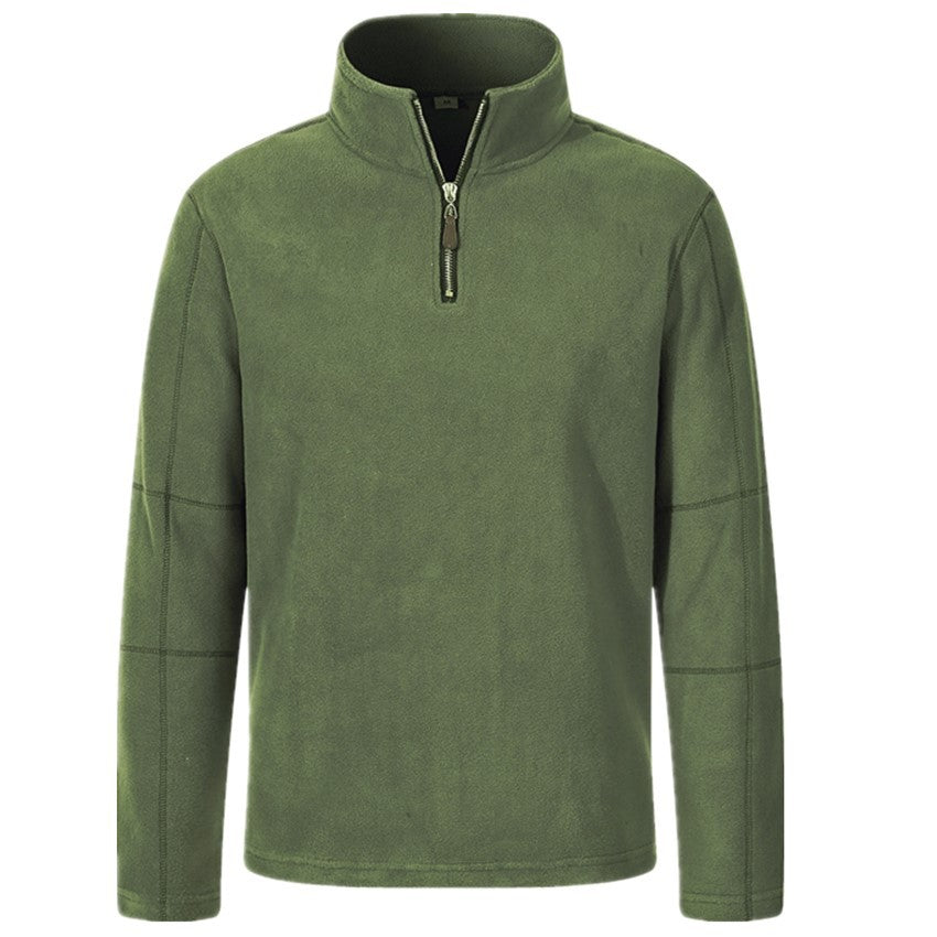 Men's fleece pullover with stand-up collar and half zipper Lisslune