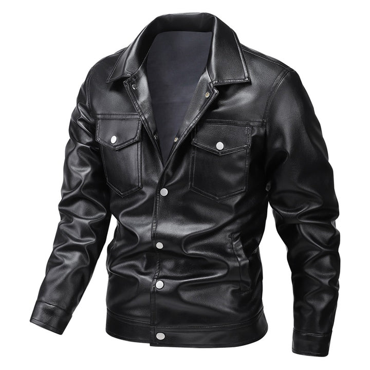 Men's synthetic leather jacket with practical pockets and modern cut Lisslune