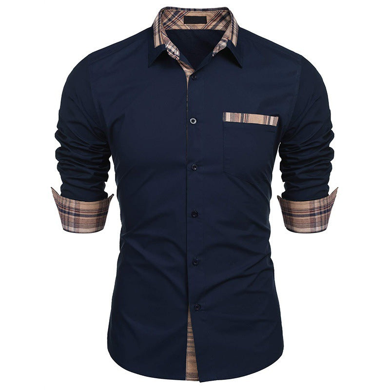 Men's long-sleeve shirt with contrasting collar and chest pocket Lisslune