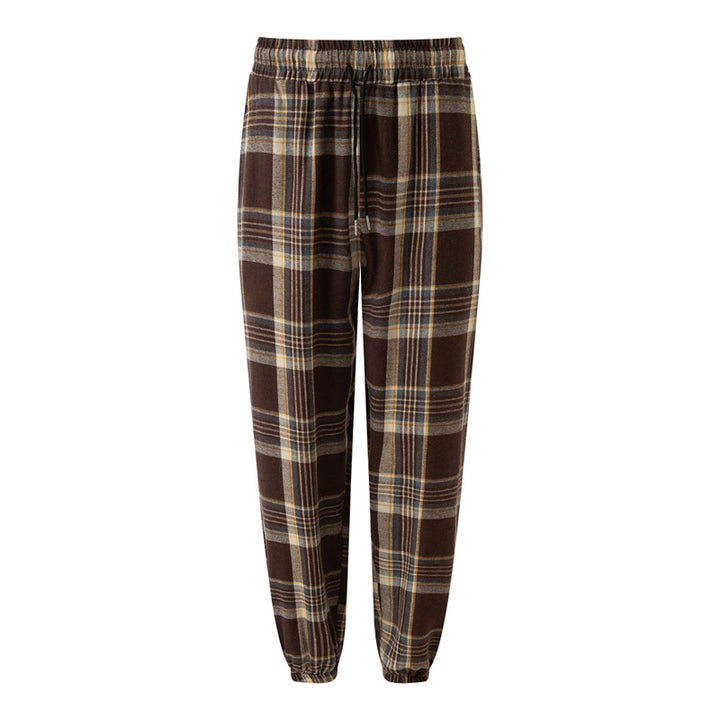 Men's comfortable flannel pants with practical side pockets and elastic waistband Lisslune