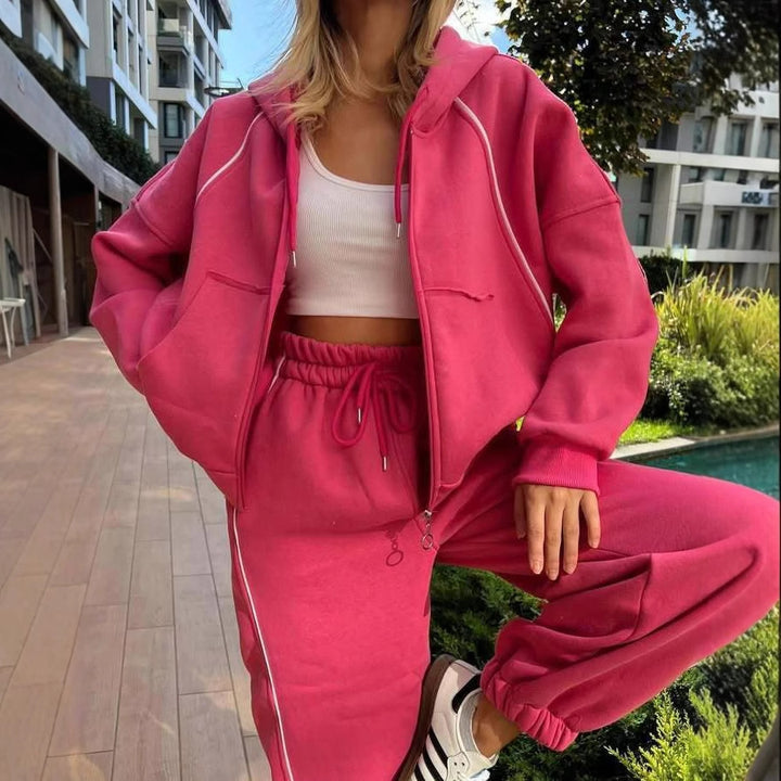 Women's sporty jumpsuit set with hood and elastic waist Lisslune