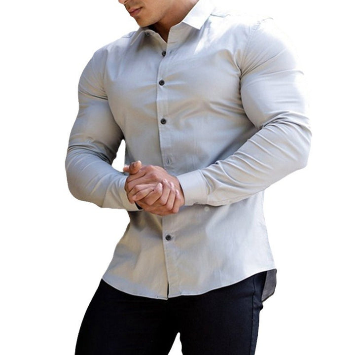 Men's form-fitting long-sleeve shirt with modern cut and elegant buttons Lisslune