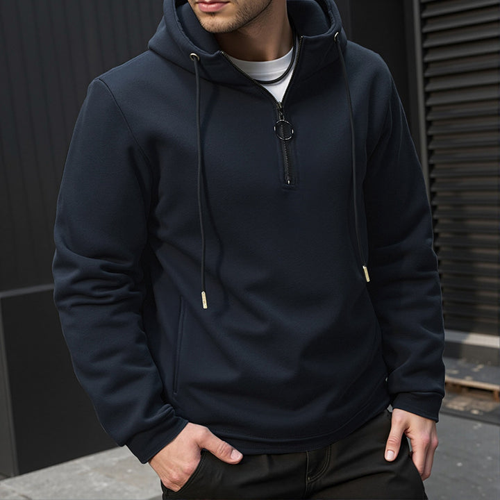 Men's Hooded Sweater with Functional Zipper Lisslune