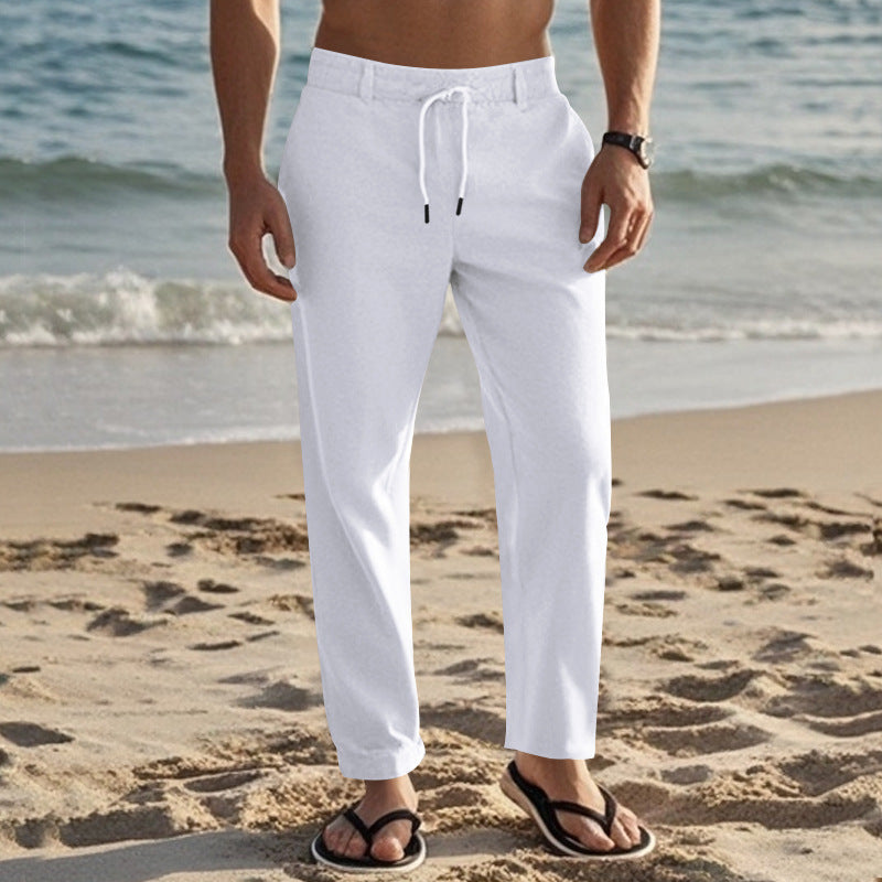 Men's Comfortable Beach Pants with Elastic Waistband and Convenient Side Pockets Lisslune