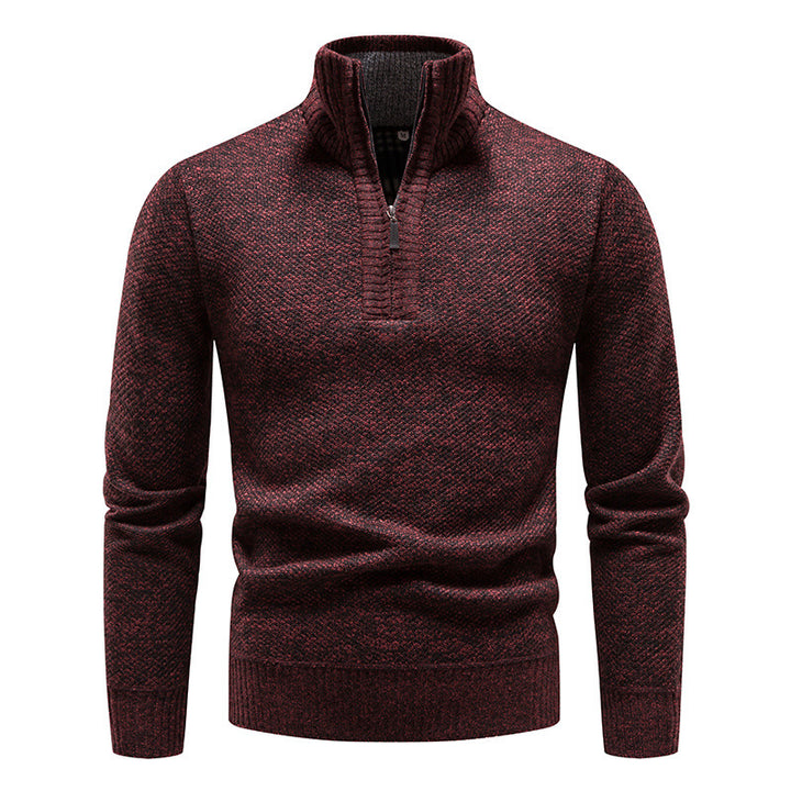 Men's sporty knit sweater with half zipper and textured design Lisslune