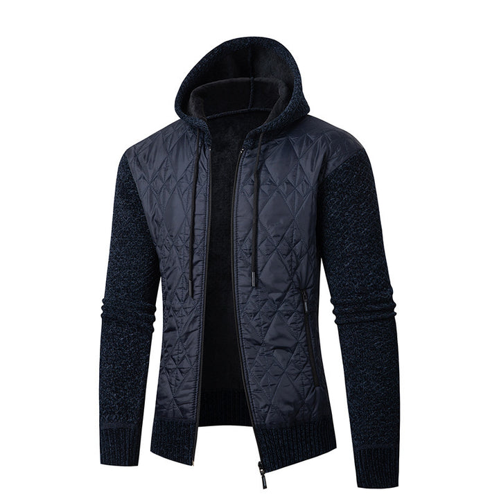 Men's quilted hooded jacket with warm lining and practical zippers Lisslune