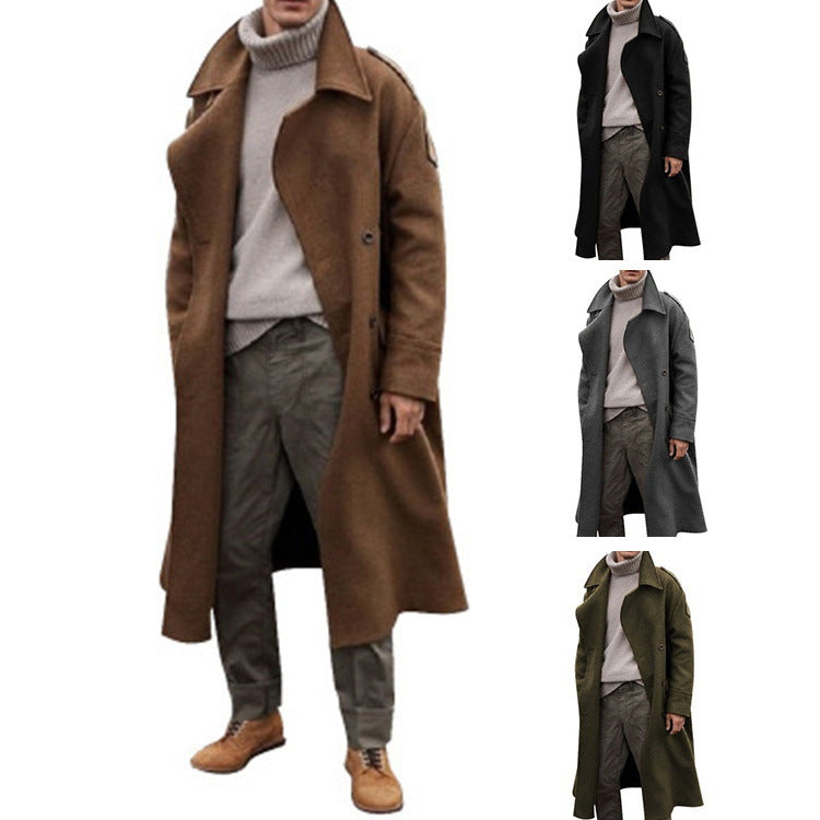 Men's elegant wool coat with double-breasted button placket Lisslune