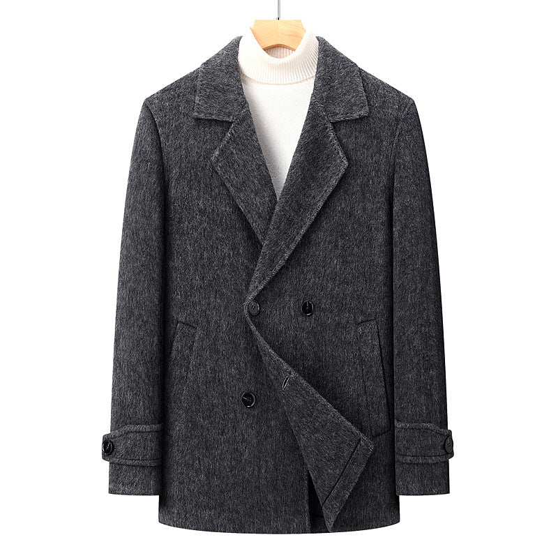 Men's Elegant Wool Jacket In Modern Double-Breasted Style Lisslune