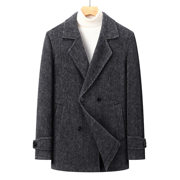 Men's Elegant Wool Jacket In Modern Double-Breasted Style Lisslune