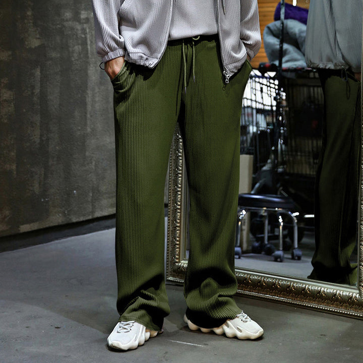 Men's sporty ribbed training pants with adjustable waistband and side pockets Lisslune