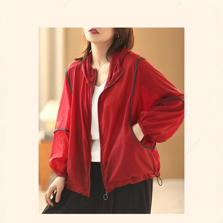 Women's lightweight hoodie jacket with elastic hem and reflective details Lisslune