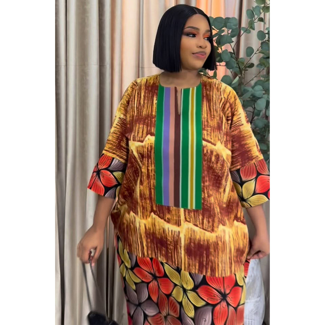 Women's maxi dress with colorful ethnic pattern and casual silhouette Lisslune