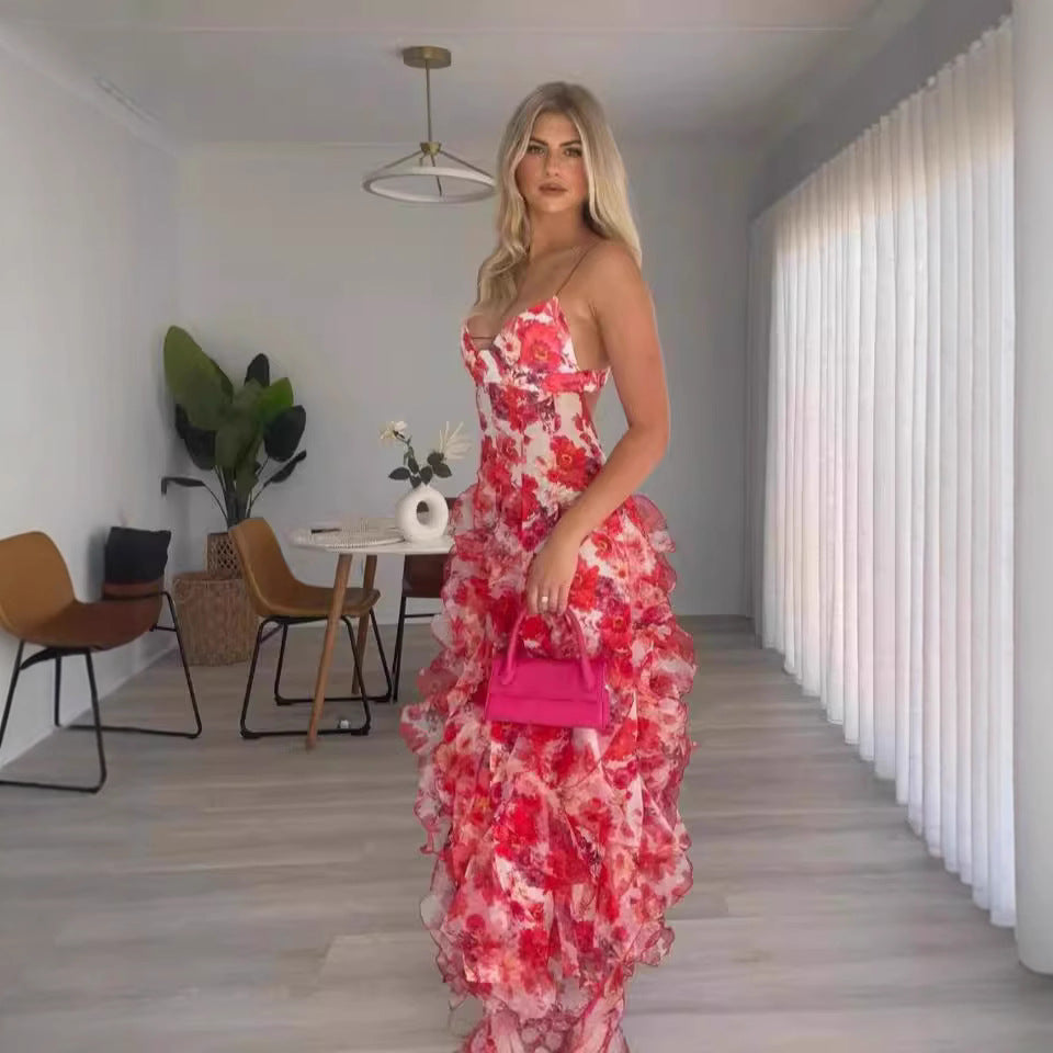 Ladies summer maxi dress with floral prints Lisslune