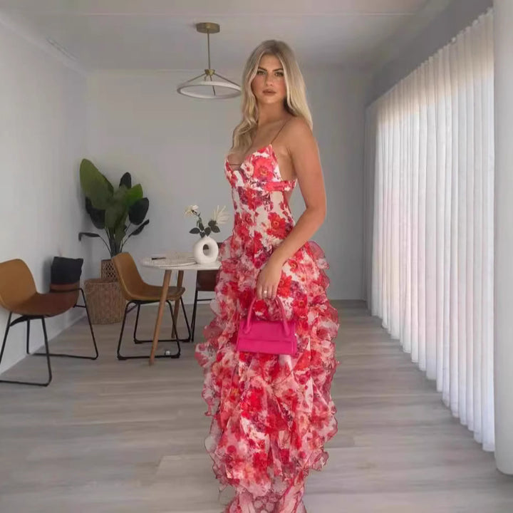 Ladies summer maxi dress with floral prints Lisslune