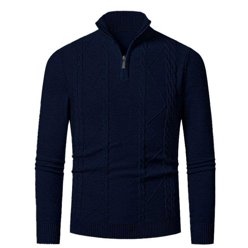 Men's knitted sweater with stand-up collar and cable pattern Lisslune