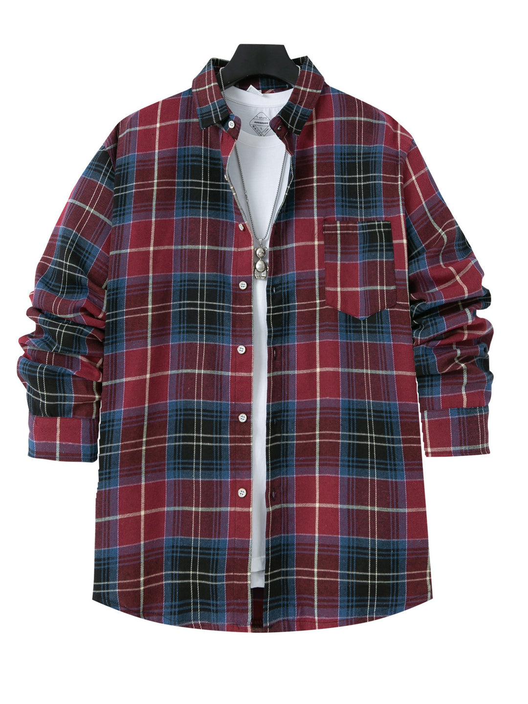 Men's Checkered Flannel Shirt with Chest Pocket and Comfortable Fit Lisslune