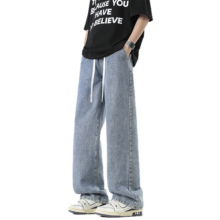 Men's loose-fitting leisure pants with elastic waistband and pockets Lisslune