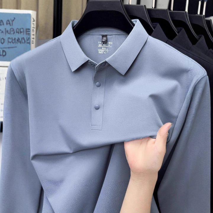 Men's Long Sleeve Polo Shirt with Breathable Structure Lisslune