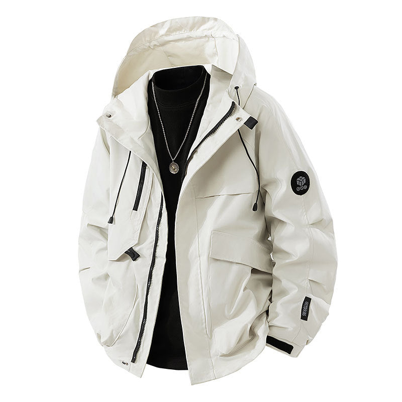 Men's Waterproof Functional Jacket with Adjustable Hood and Practical Pockets Lisslune