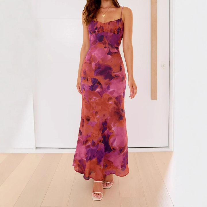 Women Elegant Maxi Dress with Soft Gradient and Delicate Spaghetti Straps