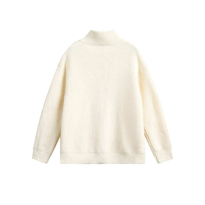 Men's chunky knit jacket with high collar and full zip Lisslune