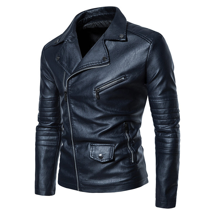 Men's stylish biker jacket with asymmetric zipper and practical pockets Lisslune