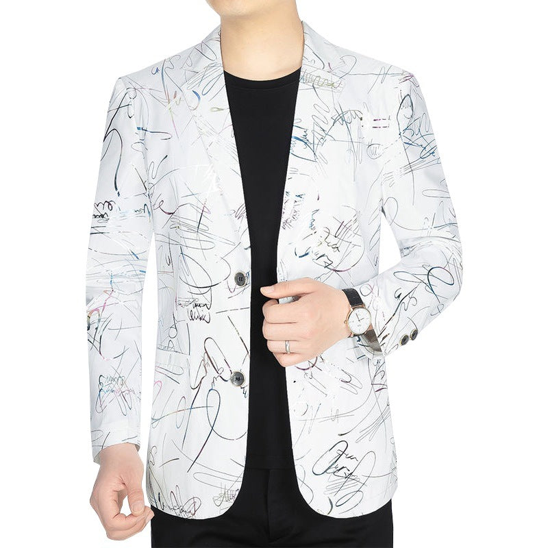 Men's Creative Blazer Jacket with Abstract Design Lisslune